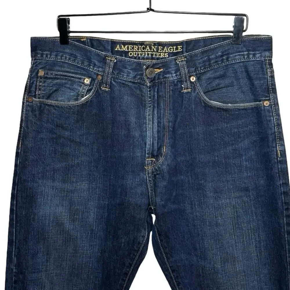 American Eagle Outfitters Men’s Slim Straight Jeans Dark Indigo Size 34X32